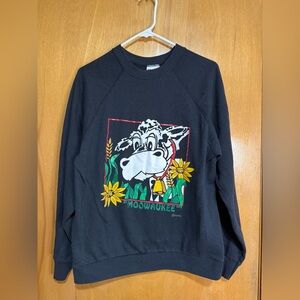 Vintage‎ 90s “Moowaukee” milwaukee wisconsin Cow Sweatshirt – Black –Medium